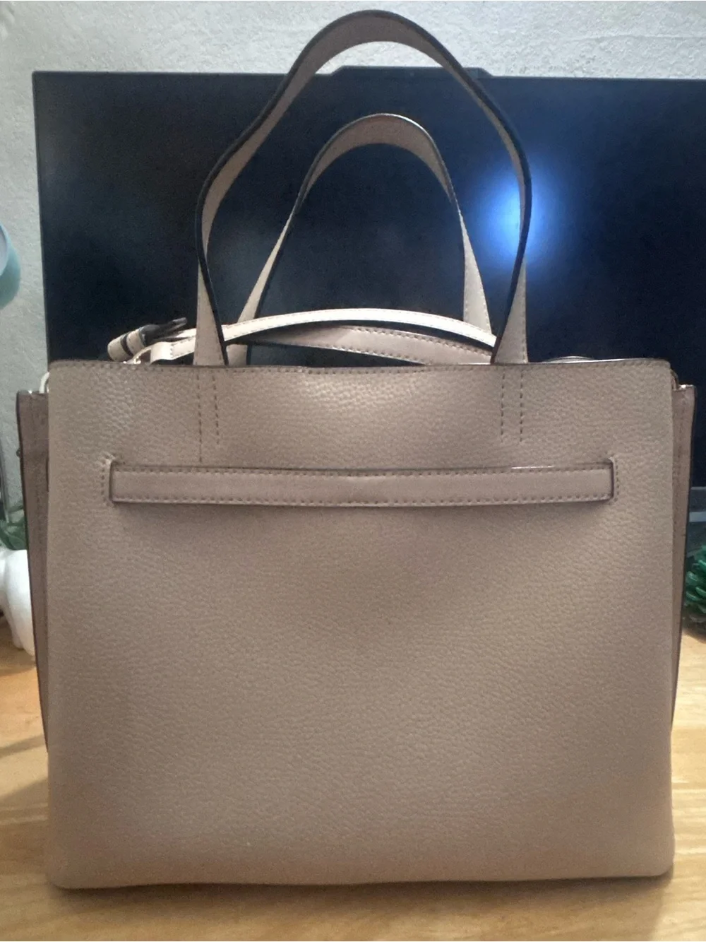 Michael Kors Neutral Beige Tote with Belt Accent